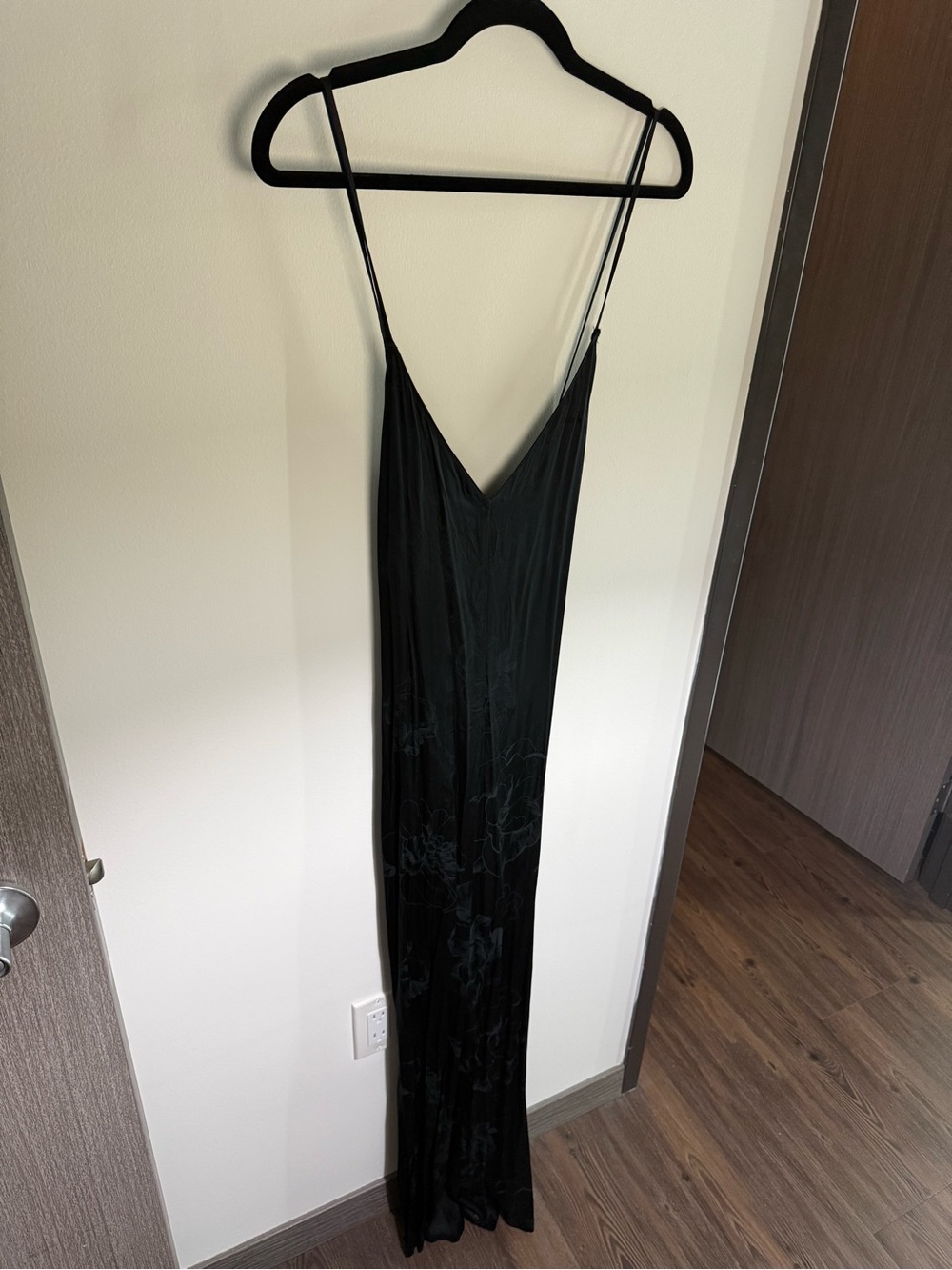 Black Silky Romper with Spaghetti Straps